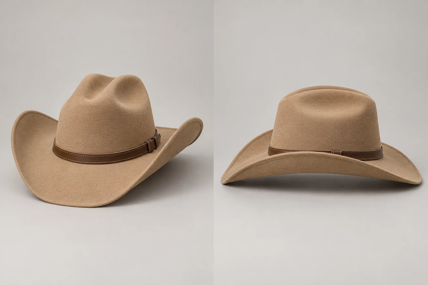 Tan Dust Trail Western Hat, front and side views