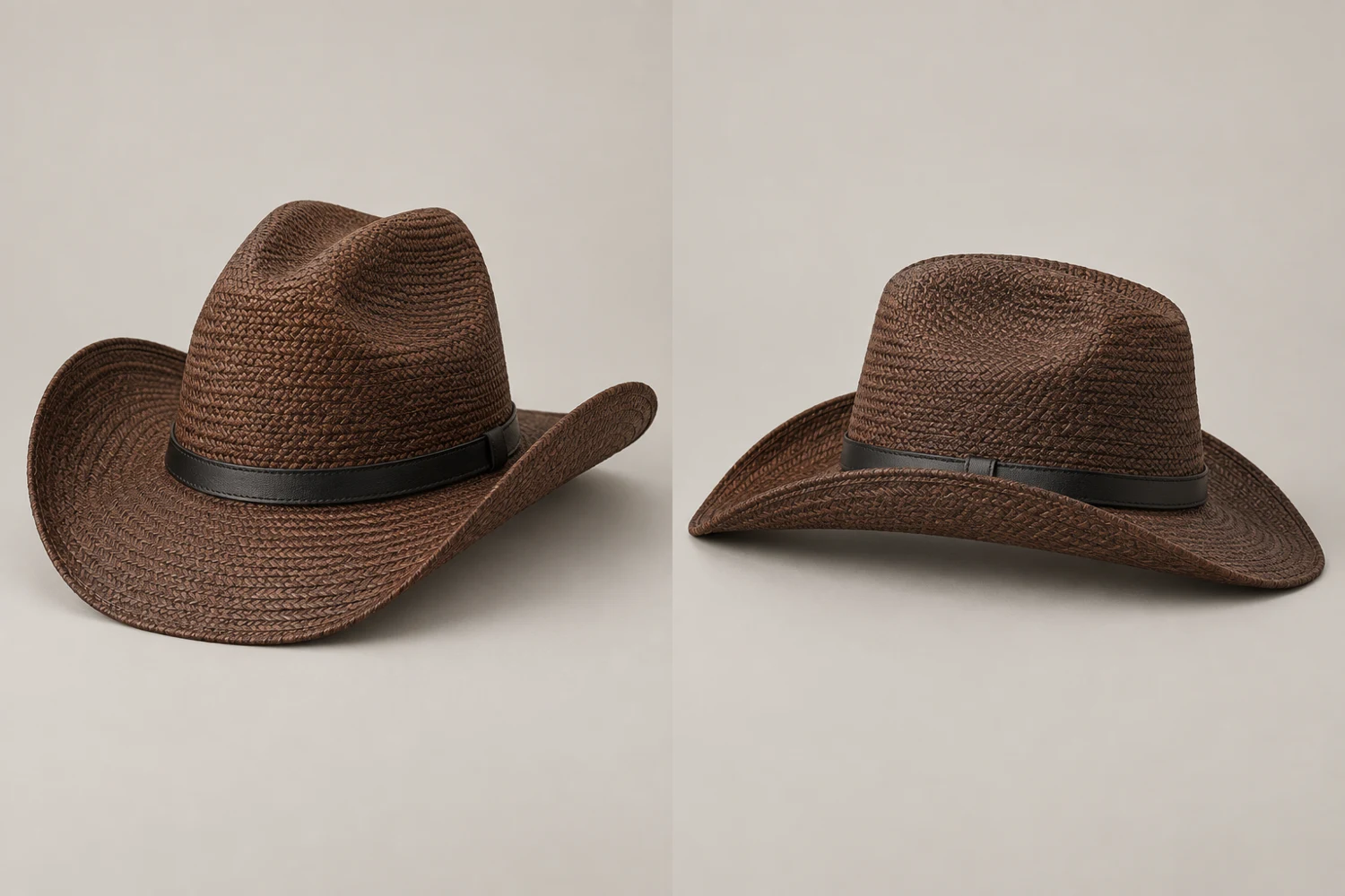 Chocolate Canyon Shade Woven Western Hat, front and side views
